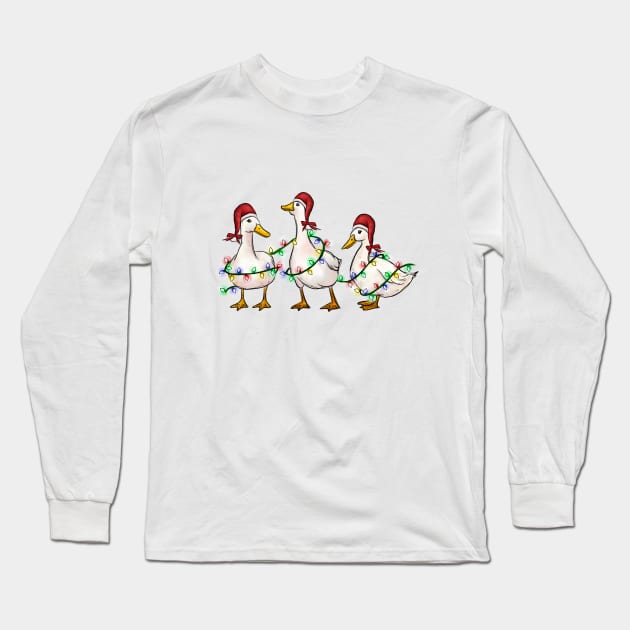 Christmas Ducks Long Sleeve T-Shirt by Nessanya